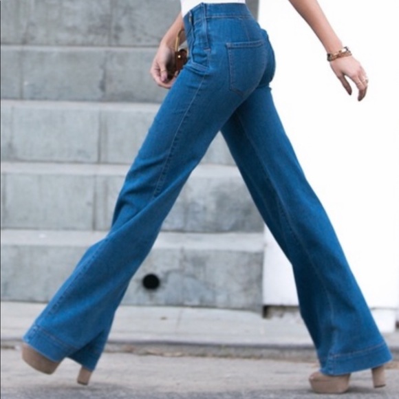EXPRESS Wide Leg Mide Rise Sailor jeans - Picture 1 of 7